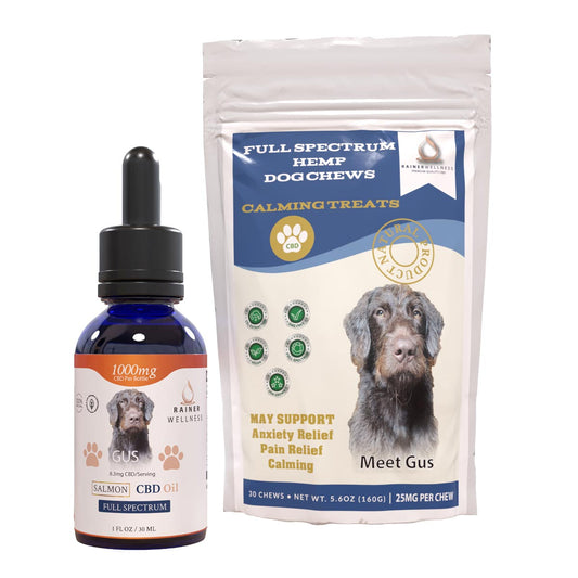 CBD Dog Bundle - PUP Pack Combo with 1000mg Tincture & Full Spectrum Chews for Calm & Joint Support