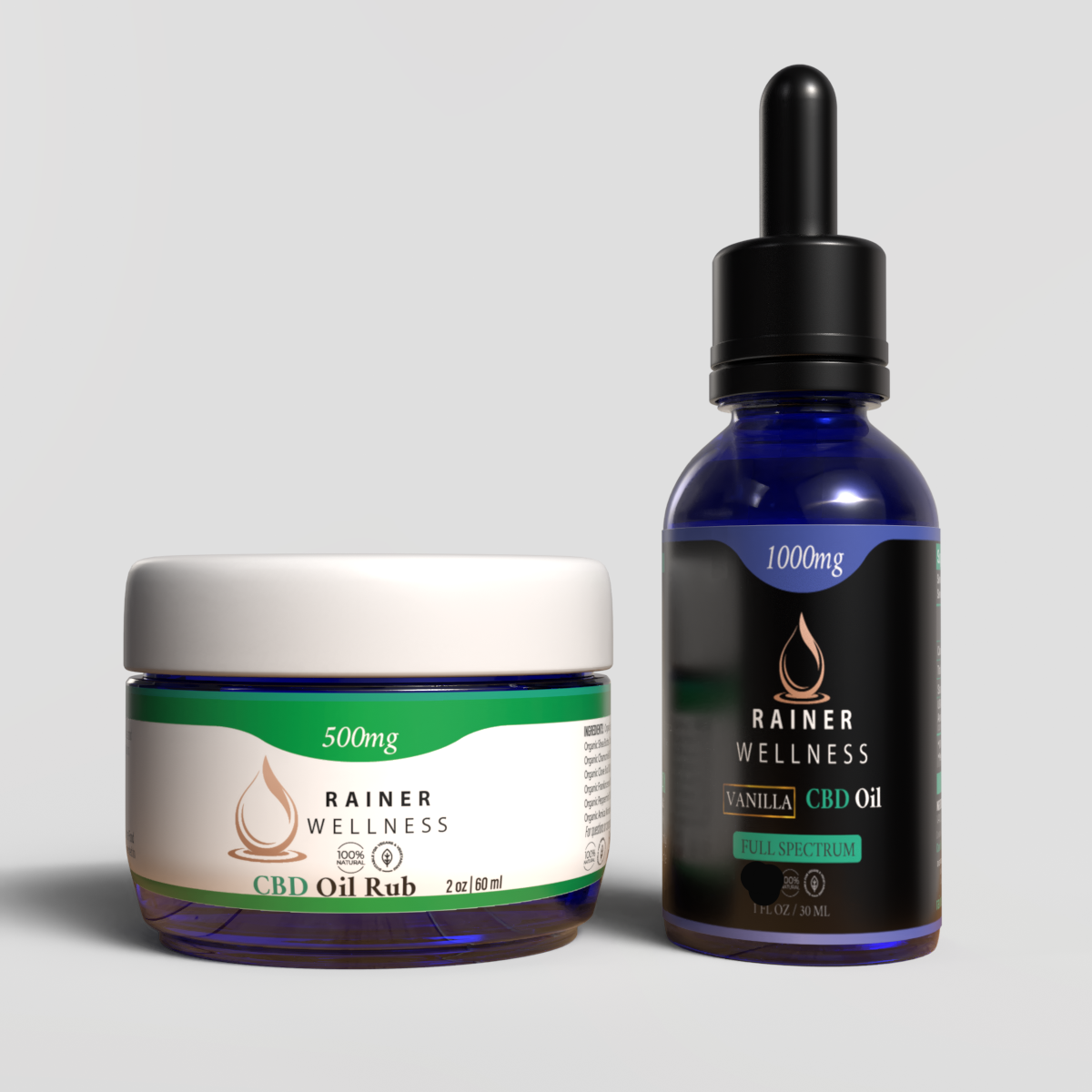 CBD Wellness Combo Pack - 1000mg Full Spectrum Tincture + 500mg Pain Relief Rub Bundle