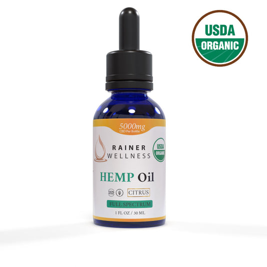 USDA Organic CBD Oil 5000mg - Full Spectrum Tincture for Pain Relief, Anxiety & Sleep Support