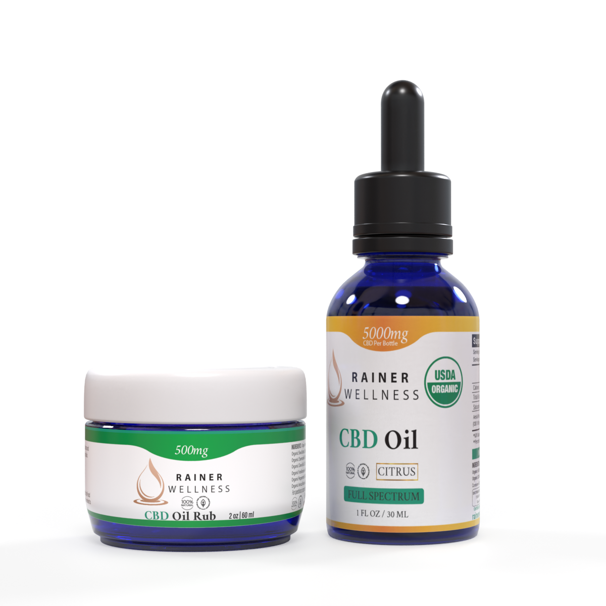 CBD Performance Combo Pack - 5000mg Full Spectrum Tincture + 500mg Pain Relief Rub Bundle