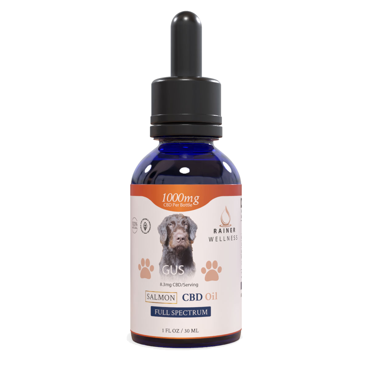 1000mg Full Spectrum CBD Dog Tincture - Salmon Oil for Calm & Joint Support